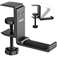 ULANZI Under Desk Headphone Stand Foldable Headset Hanger Mount, Aluminum PC Gaming Headphone Clamp Hook, Non-Slip Silicone P